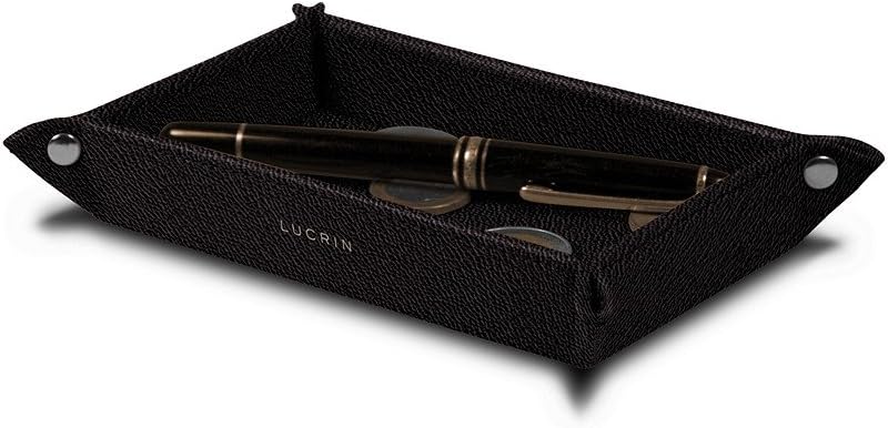 Lucrin - Small Rectangular Tidy Tray (5.5 x 3.1 x 1 inches) - Light Taupe - Goat Leather Pack of 2
