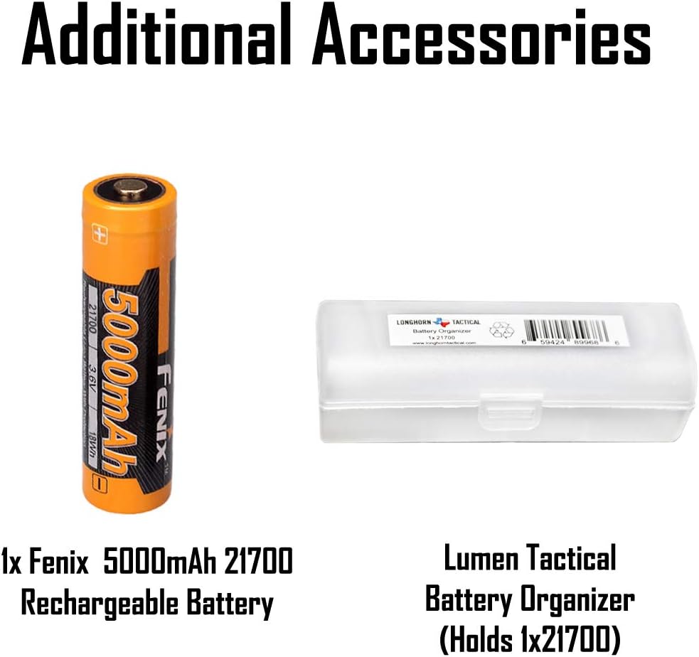 Fenix PD40R v2.0 USB-C Rechargeable LED Flashlight, 3000 Lumen include 2x 5000mAh Battery and LumenTac Battery Case