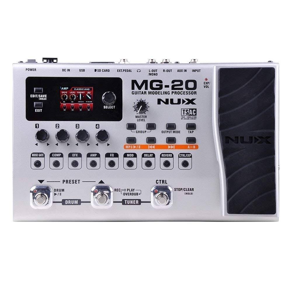 Nux MG-20 Electric Guitar Multi-Effects Processor with Drum Machine Looper Function Expression Pedal Metal Shell