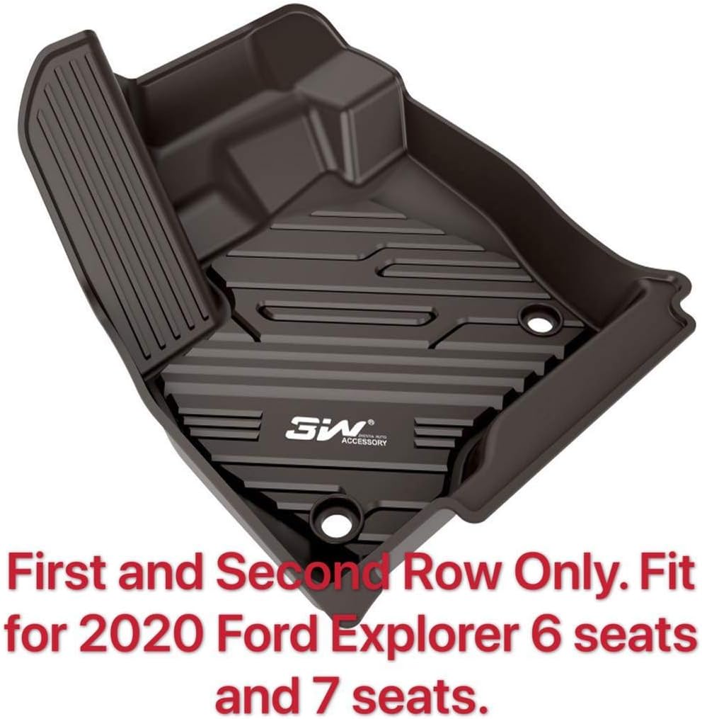 3W&nbsp;Floor&nbsp;Mats&nbsp;Compatible for Ford Explorer 2020 2021 TPE&nbsp;All&nbsp;Weather&nbsp;Custom&nbsp;Fit&nbsp;Floor&nbsp;Liner&nbsp;for Ford Explorer 1st&nbsp;and&nbsp;2nd&nbsp;Row Car&nbsp;Liners NOT Including 3rd Row Black