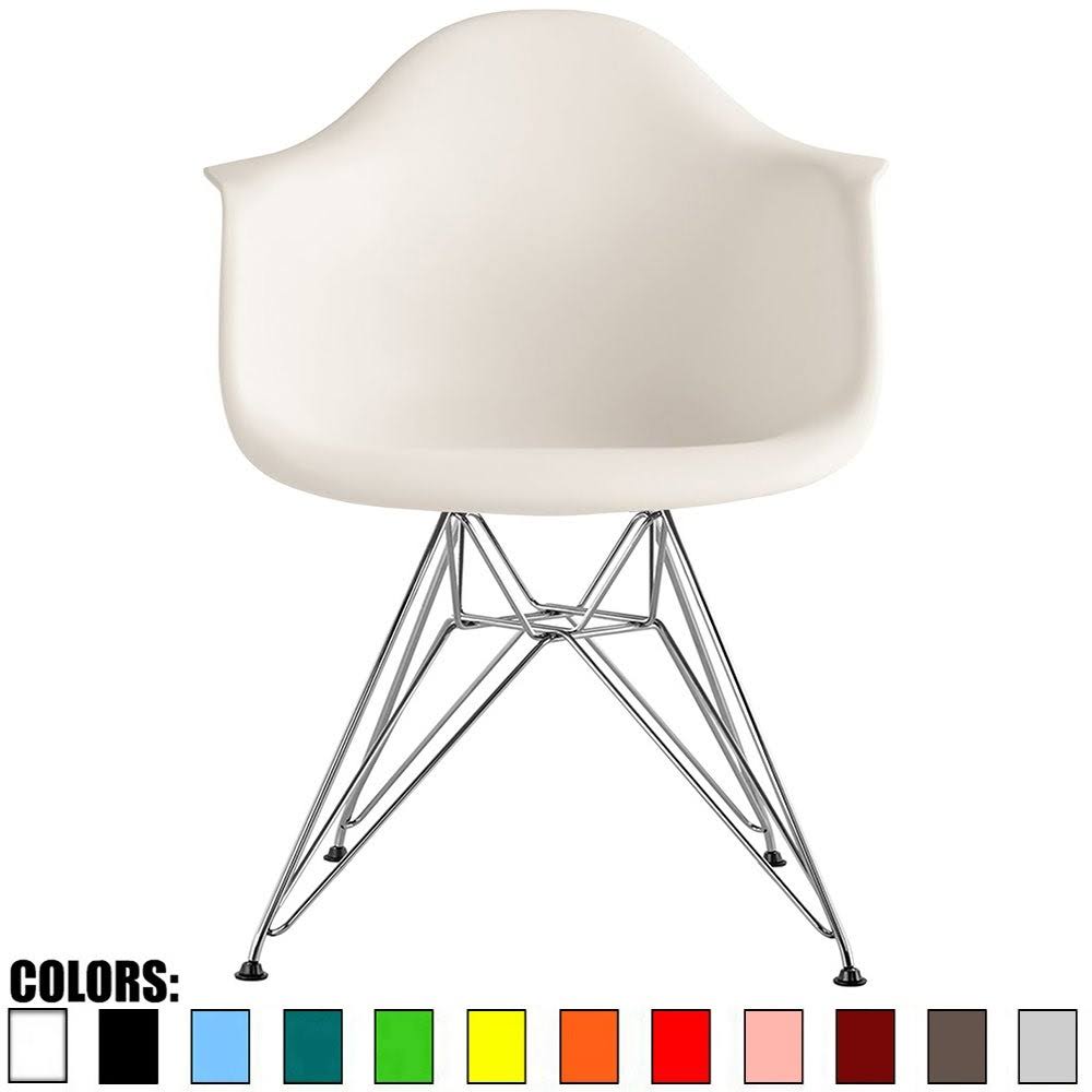 2xhome Modern Plastic Chair Armchair with Arms Wired Chrome Dining Kitchen Desk Work Home Office - Black