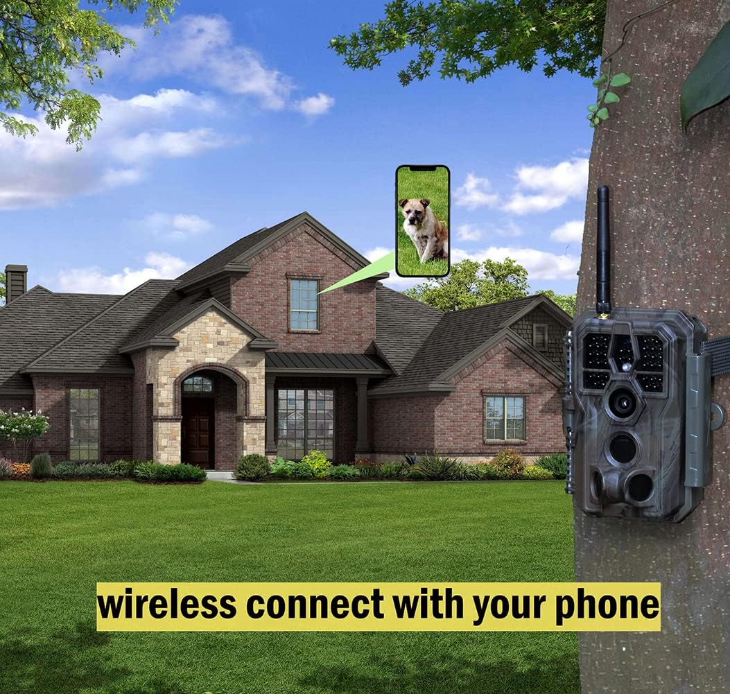 WiFi Trail Camera 32MP 1296P H.264 Video Fast 0.1S Trigger Speed Hunting Trail Camera with Night Vision Motion Activated Waterproof IP66, Phone App for Outdoor Wildlife Monitoring