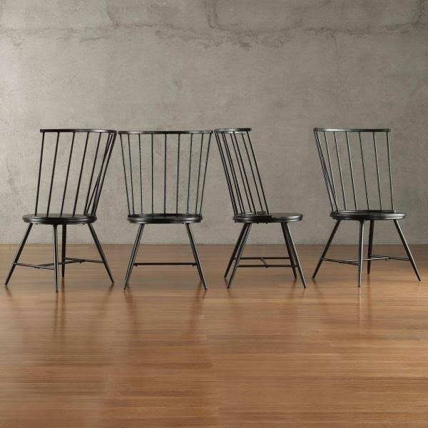 Walker Black Wood and Metal High Back Dining Chair (Set of 2)