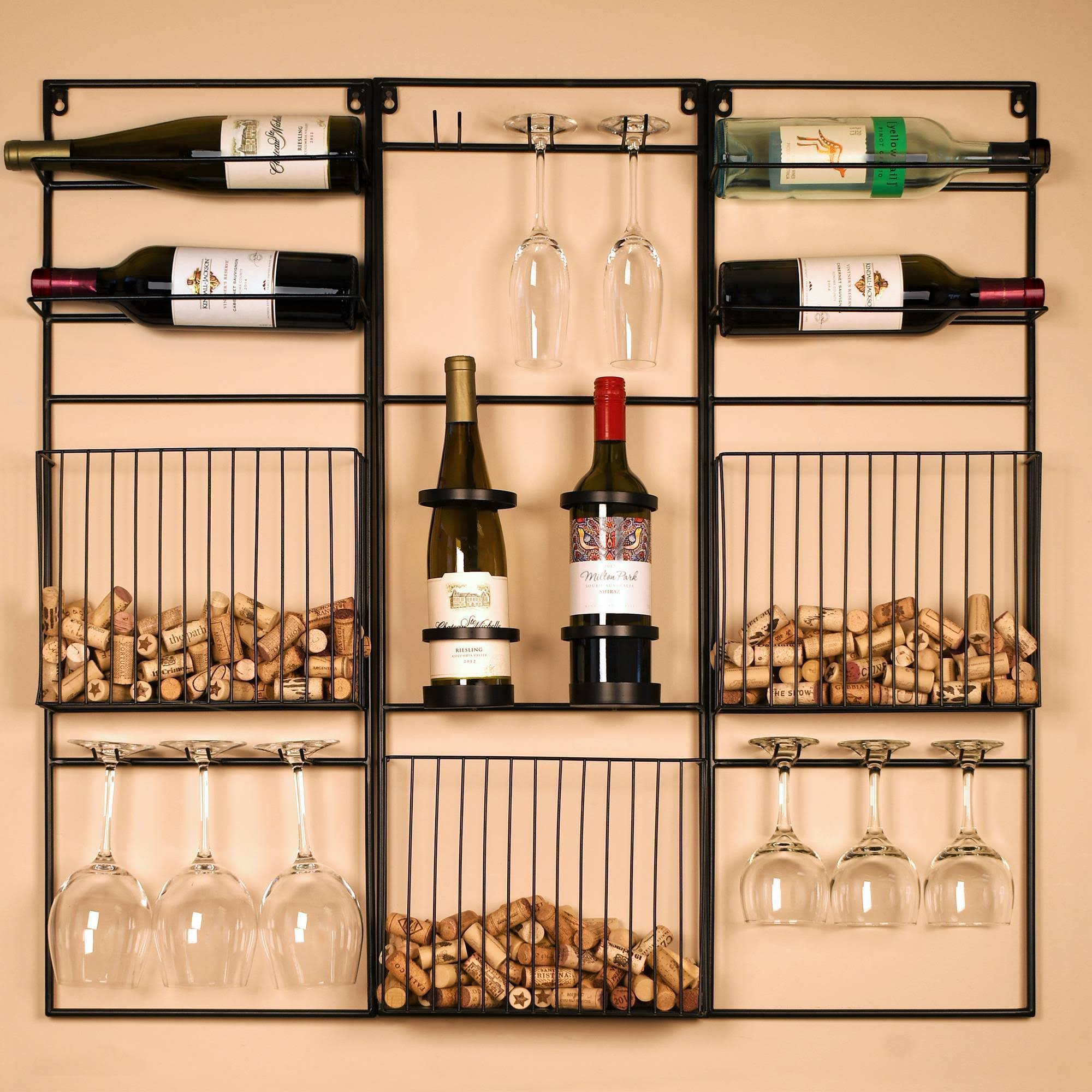 New View Gifts 3-Piece Modular Wine Rack, Black