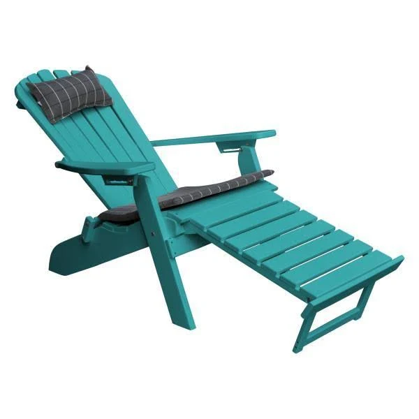 Poly Folding/Reclining Adirondack Chair with Pullout Ottoman Aruba Blue