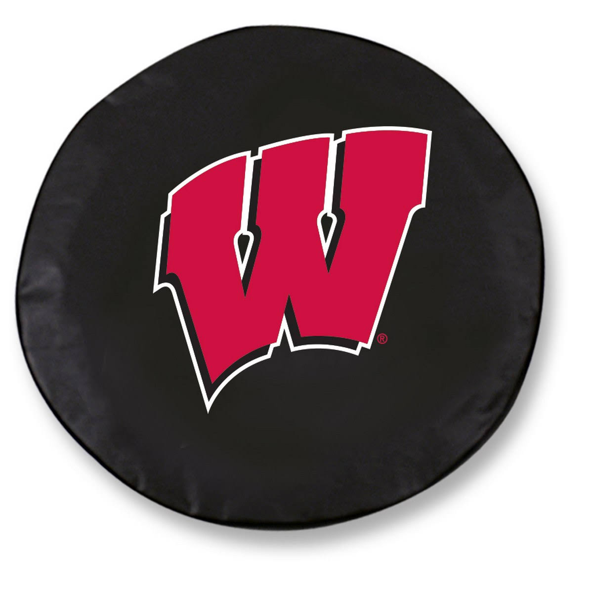 Wisconsin Badgers HBS W Black Vinyl Fitted Car Tire Cover (35x22 x 12.5x22)