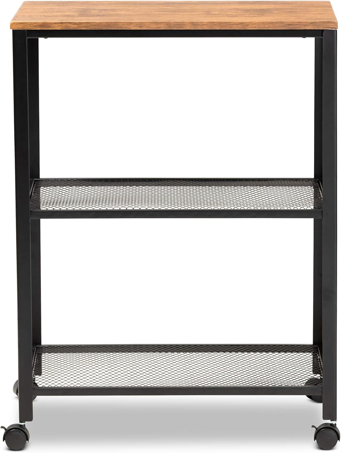 Baxton Studio Trolleys and Carts, Oak Brown/Black