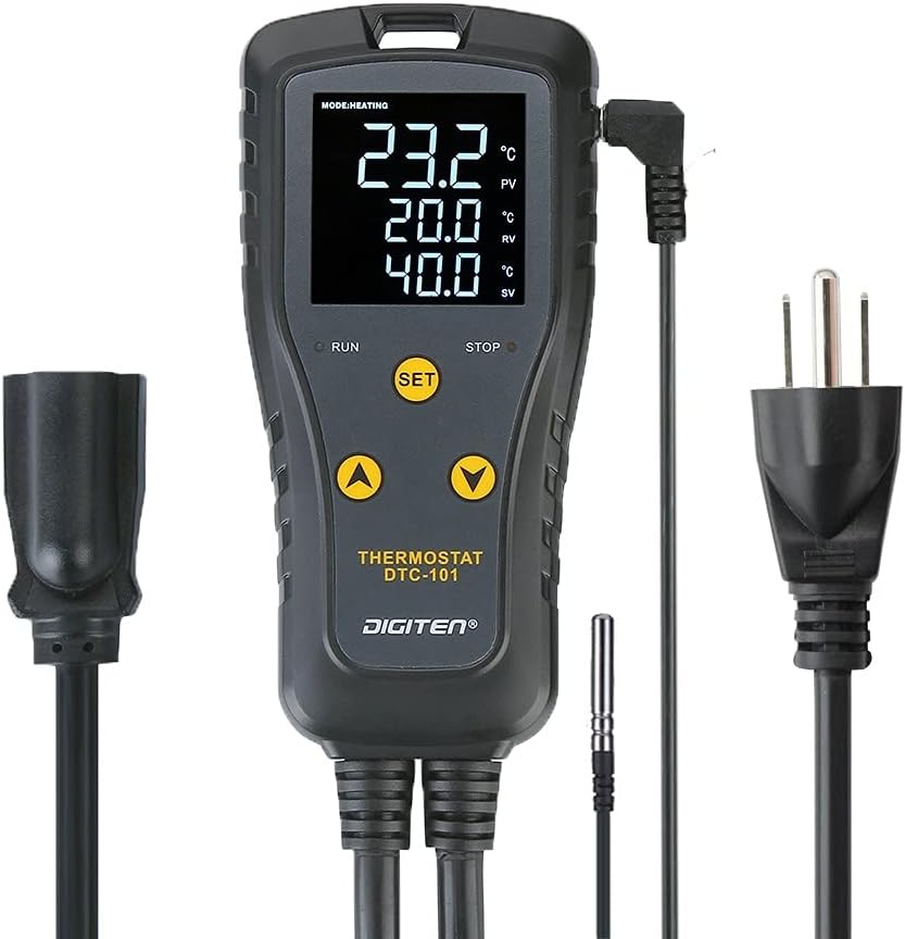 DIGITEN DTC151 Temperature Controller Plug-in Thermostat Cooling Heating Temperature Controller Outlet GreenhouseThermostat for Germination Incubation Homebrewing Pack of 2