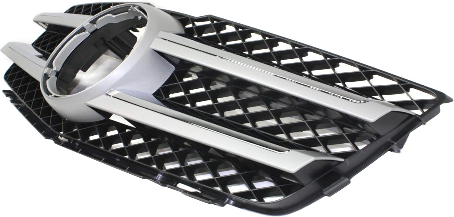 Evan-Fischer Grille Assembly Compatible with 2010-2015 Mercedes Benz GLK350 Black Shell and Insert with Chrome Molding with Aluminum Trim