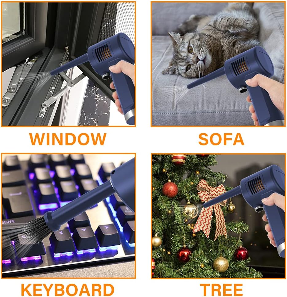 DOROBEEN Compressed Air Duster, Cordless Portable Rechargeable Compressed air, 33000 RPM Electric Air Duster for Computer Keyboard Electronics Cleaning, Built-in Battery,Reusable Compressed Air(Black)