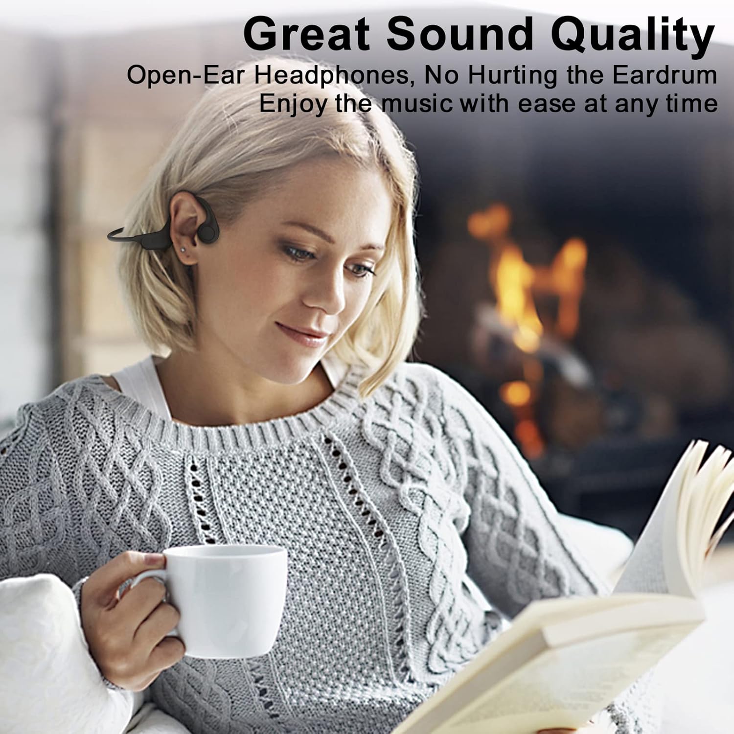 Bone Conduction Headphones Wireless,D DOMISOL Open-Ear Bluetooth Sport Earphones with Mic, Waterproof Sweat Resistant Headset for Running Cycling Hiking Gym Workouts-Black