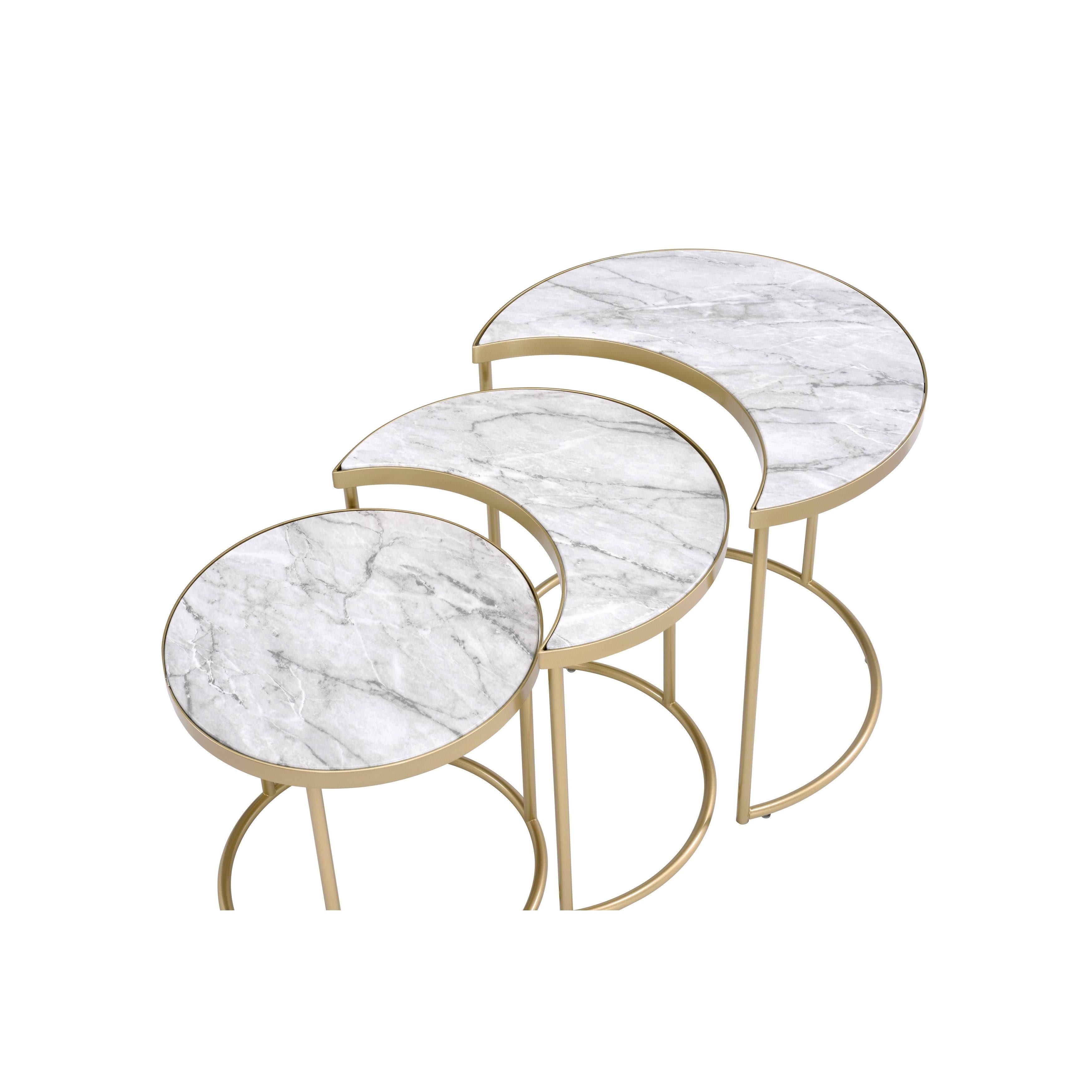 Acme Furniture Anpay 3PC Pack Nesting Tables - Faux Marble u0026 Gold