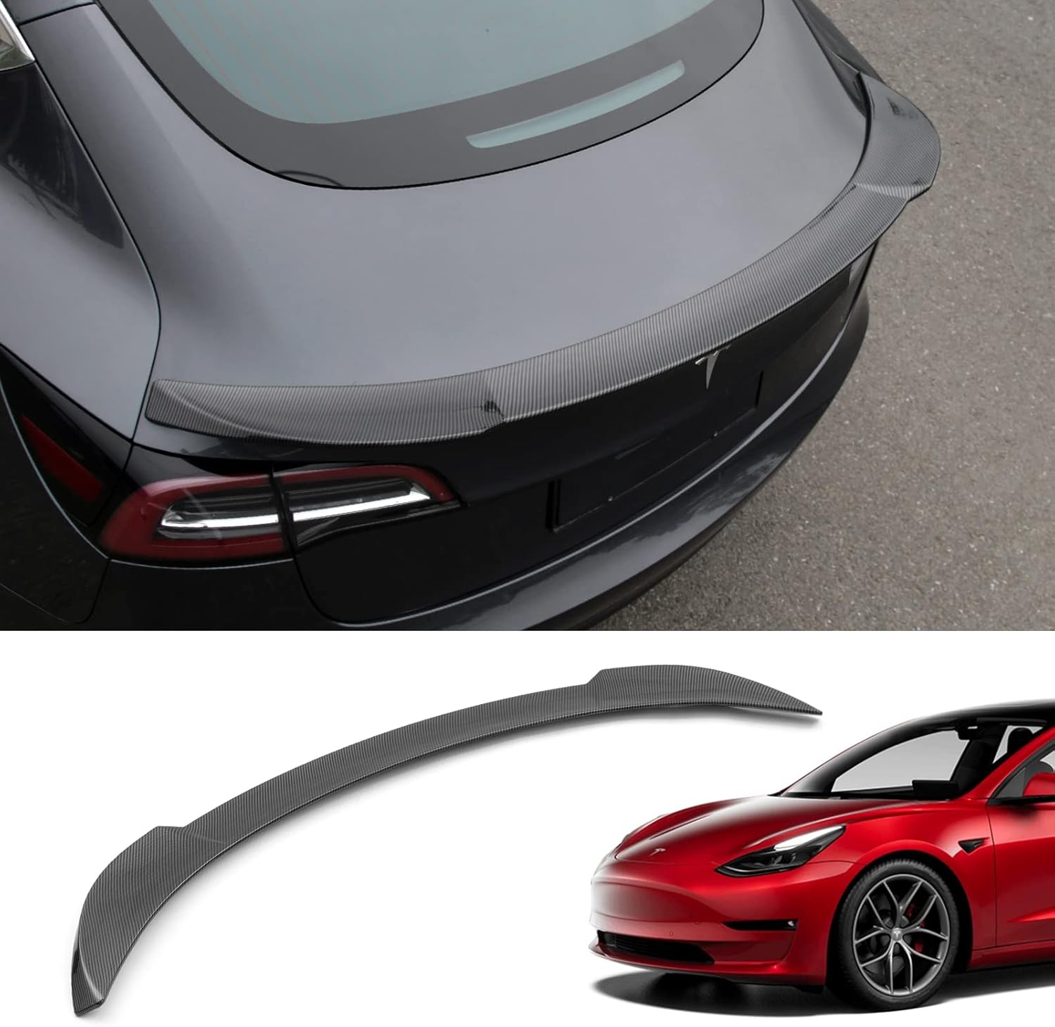 Kingna Spoiler Wing Fit Tesla Model 3 2017-2022 Spoiler Wing Sports Car Rear Spoiler Styling Kits for Tesla Model 3 Accessories (Matte Black)