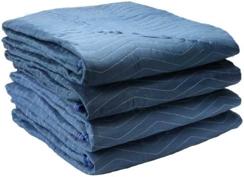 US Cargo Control Pro Mover Furniture Moving Pads - 80 Inches Long By 72 Inches Wide - Blue Moving Blankets - Cotton/Polyester Blend Fabric - Washable and Reusable - 4 Pack