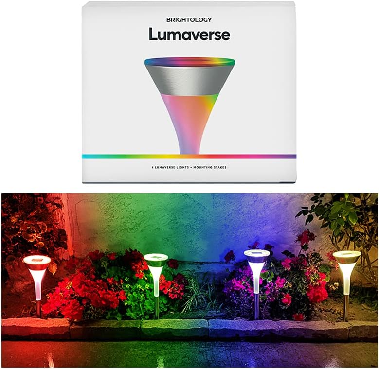 Lumaverse - Solar Powered Multi-Colored Flare Stake Lights, Colorful Landscape Lighting for Patios, Pathways, and Lawns, Weather Resistant, Auto On and Off, Pack of 4 Pack of 2