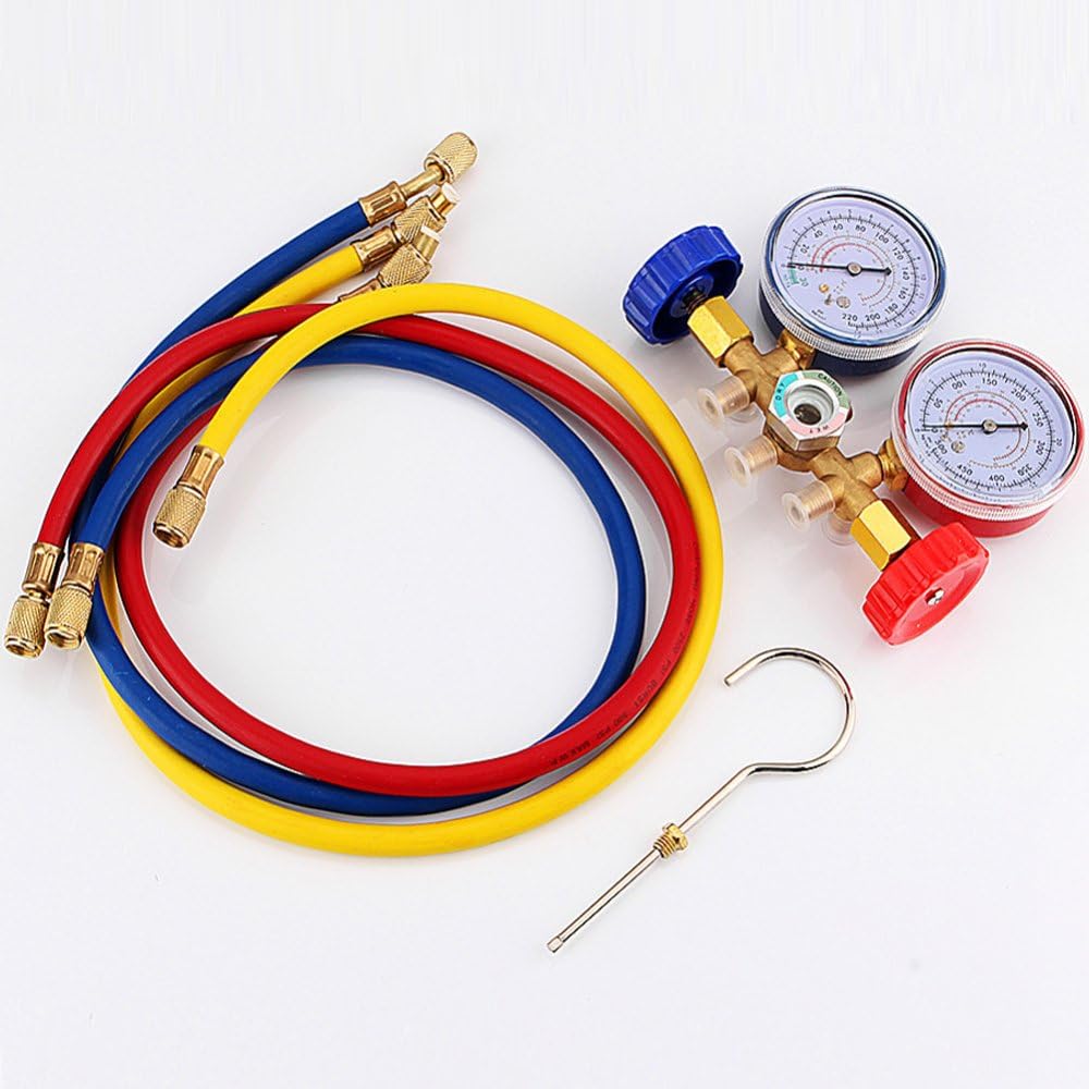 CSLU Refrigeration Air Conditioning AC Diagnostic Manifold Gauge Tool Set sn For All Car A/C With Hose and Hook Kit R22 R12 R502 A/C
