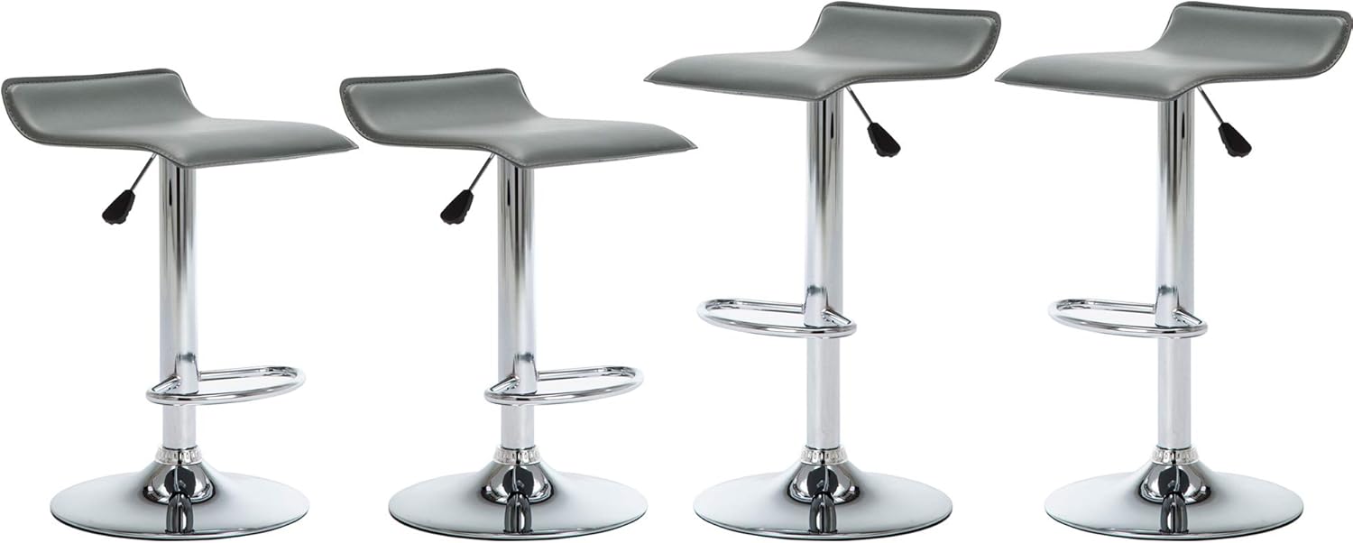 NOBPEINT Contemporary Chrome Air Lift Adjustable Swivel Barstool, Set of 4(Black)