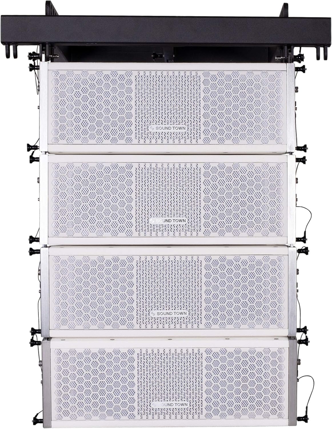 Sound Town ZETHUS Series Line Array Speaker System with Four White Compact 2 X 5-inch Line Array Speakers, White