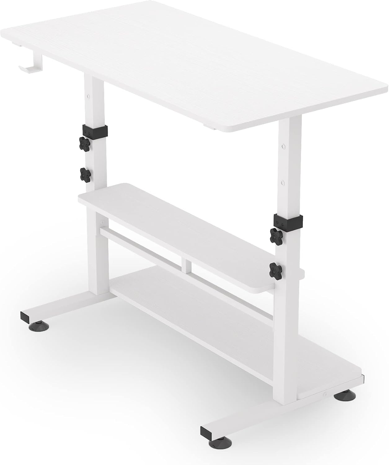 Tribesigns Standing Desk with Storage,43 inches Height Adjustable Desk, Sit Stand Desk, Manual Standing Desk, Table Standing, Standing Adjustable Table with Shelves, Home Office Computer Desk (Black)