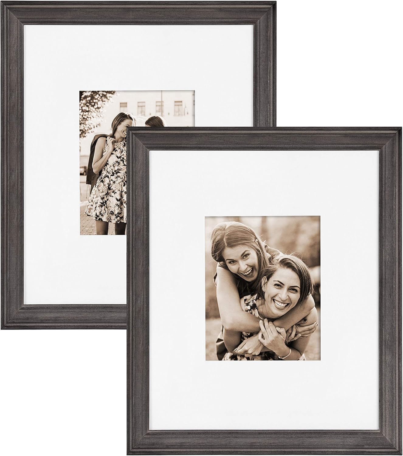 Kate and Laurel Bordeaux Farmhouse Gallery Frame Wall Kit, Set of 2, 16x20 Matted to 8x10, Rustic Brown, Chic Photo Frames for Wall Pack of 2