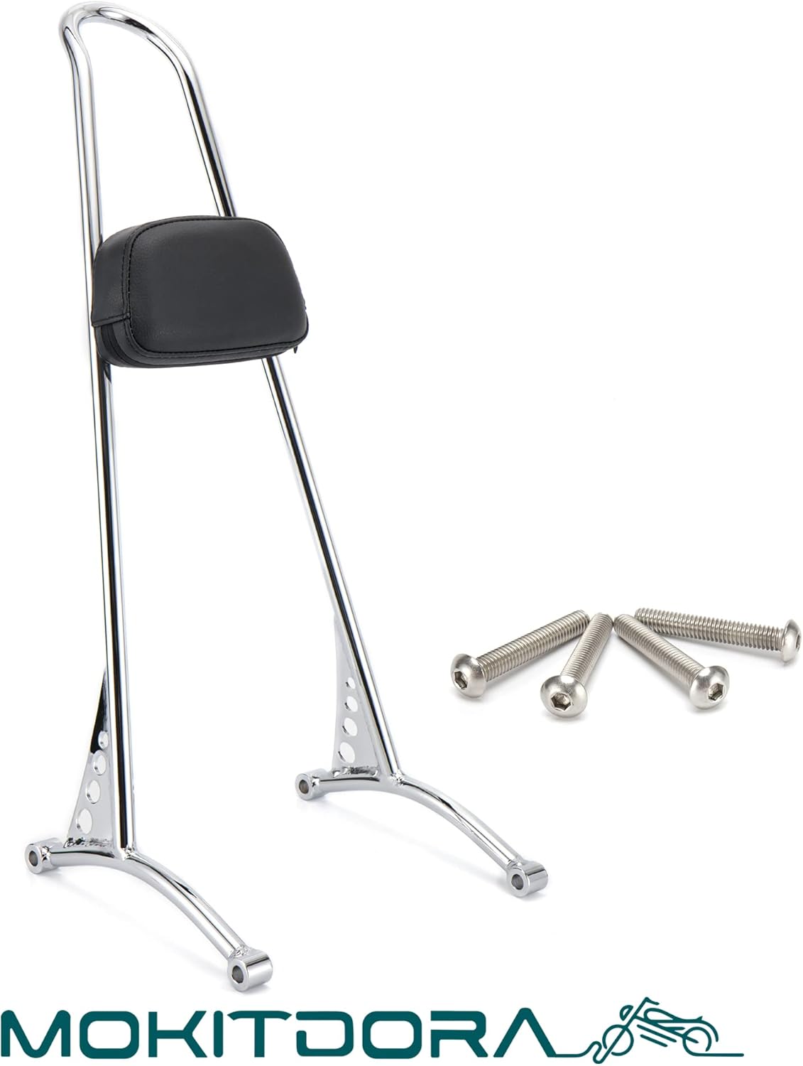 MoKitDora 20&rdquo; Tall Sportster Sissy Bar Detachable Backrest with Pad for 1996-2003 Harley Sportster XL 883 1200 Models, Chrome