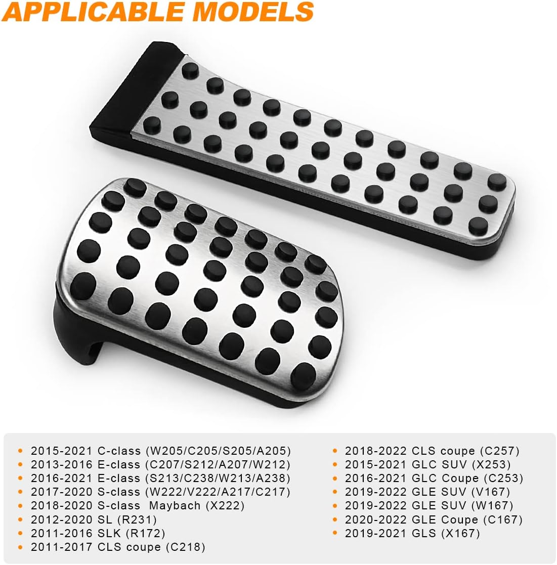 KVR Brake Foot Pedals Pads Pedals Coves for Mercedes-Benz C E S GLC GLE GLK SLK CLS SL Class W204 W205 W213 X253 W167,Car Pedals Accessories(A Set of 2)