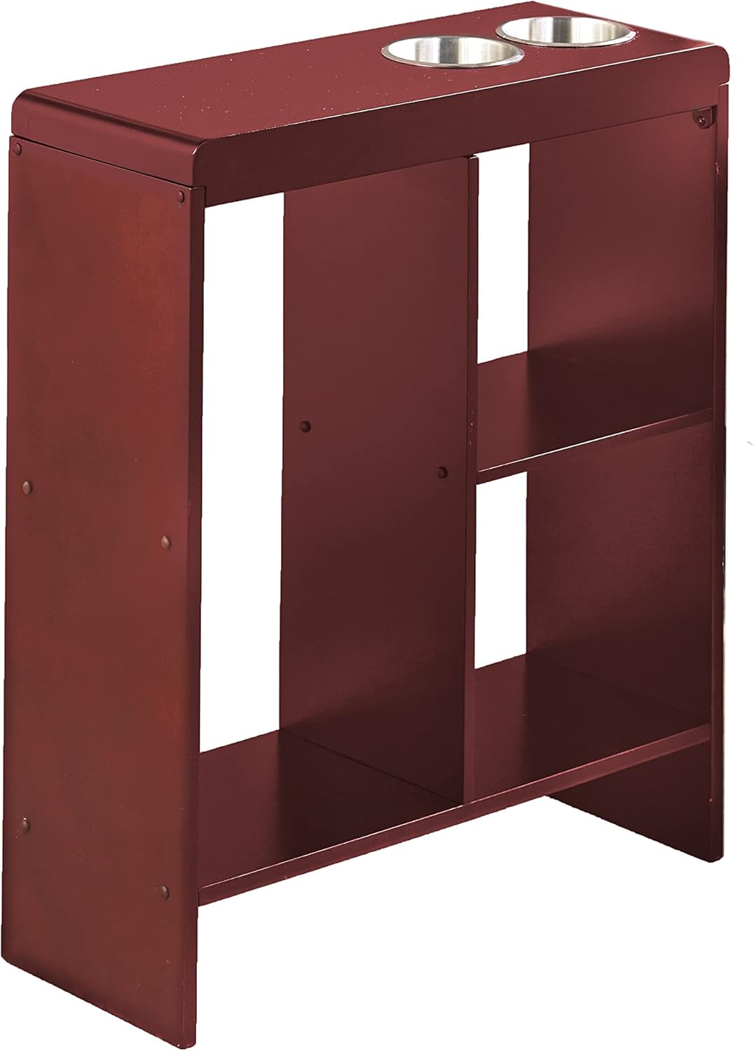 Slim End Table with Drink Holders and Built-in Shelving - Black Pack of 2