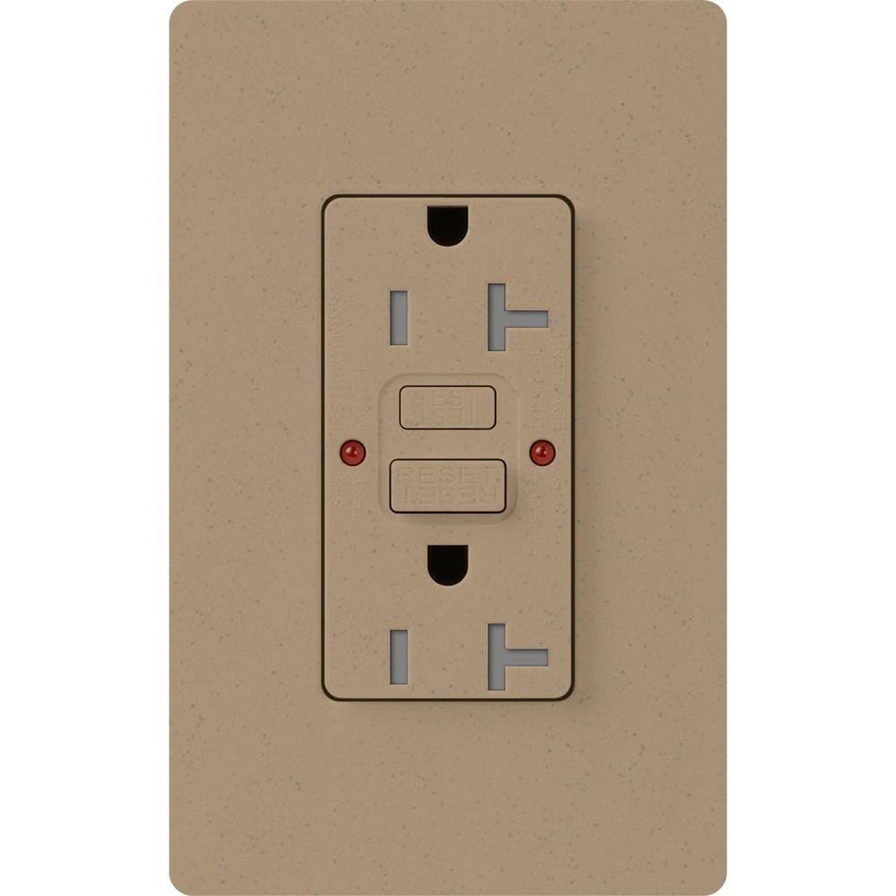 Lutron SCR-20-GFST-MS 20-Amp Tamper Resistant Self-Testing Receptacle, Mocha Stone