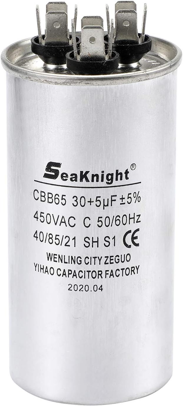BlueNatHxRPR 30-5 MFD uF CBB65 Capacitor Air Conditioner Capacitor Round Dural Motor Run Capacitor Withstand 450V AC