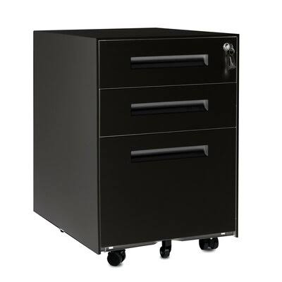 Anferny 3-Drawer Mobile Vertical Filing Cabinet Latitude Run Color: Black