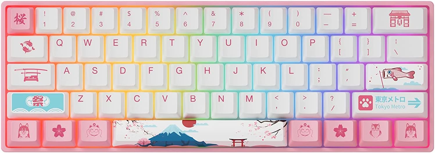 EPOMAKER AKKO 3061S World Tour R2 60% Wired Hotswap Mechanical Gaming Keyboard with RGB Backlight, Dye Sublimation PBT Keycaps, NKRO Programmable for Gamers/Mac/Win (Gateron Pink Switch, 61 Keys)