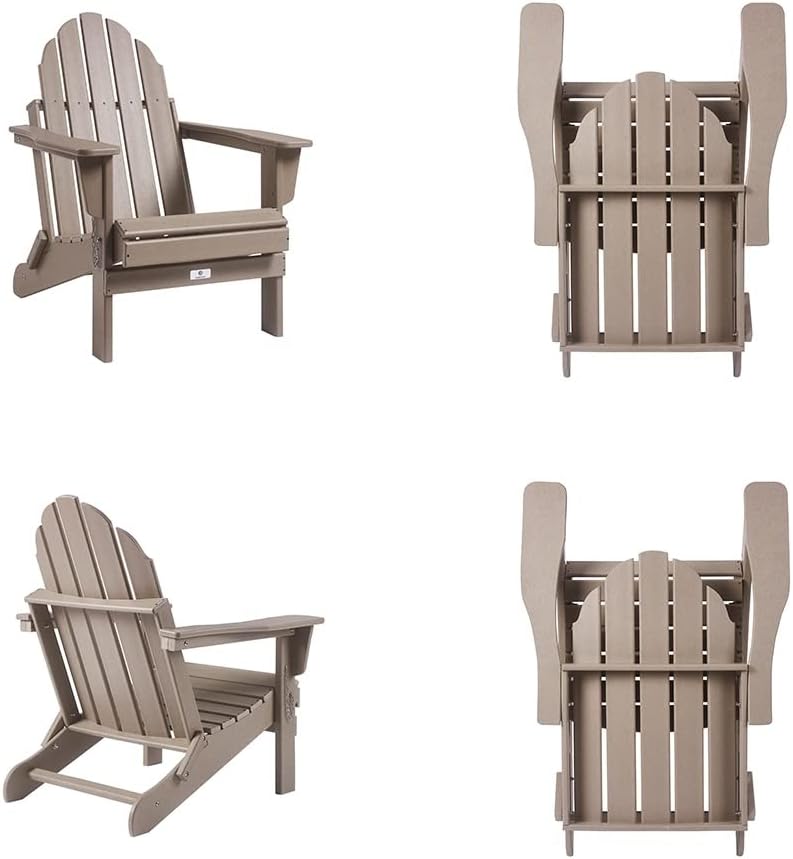 Ehomexpert Classic Outdoor Adirondack Folding Chair for Garden Porch Patio Deck Backyard, Weather Resistant Accent Furniture, Navy Blue