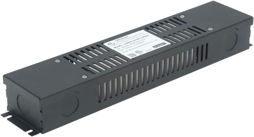 (UL Listed) 12V 60W LED Driver Dimmable LED Transformer 60 Watt LED Power Supply 12 Volt Triac Dimming 12V 5A Waterproof IP67