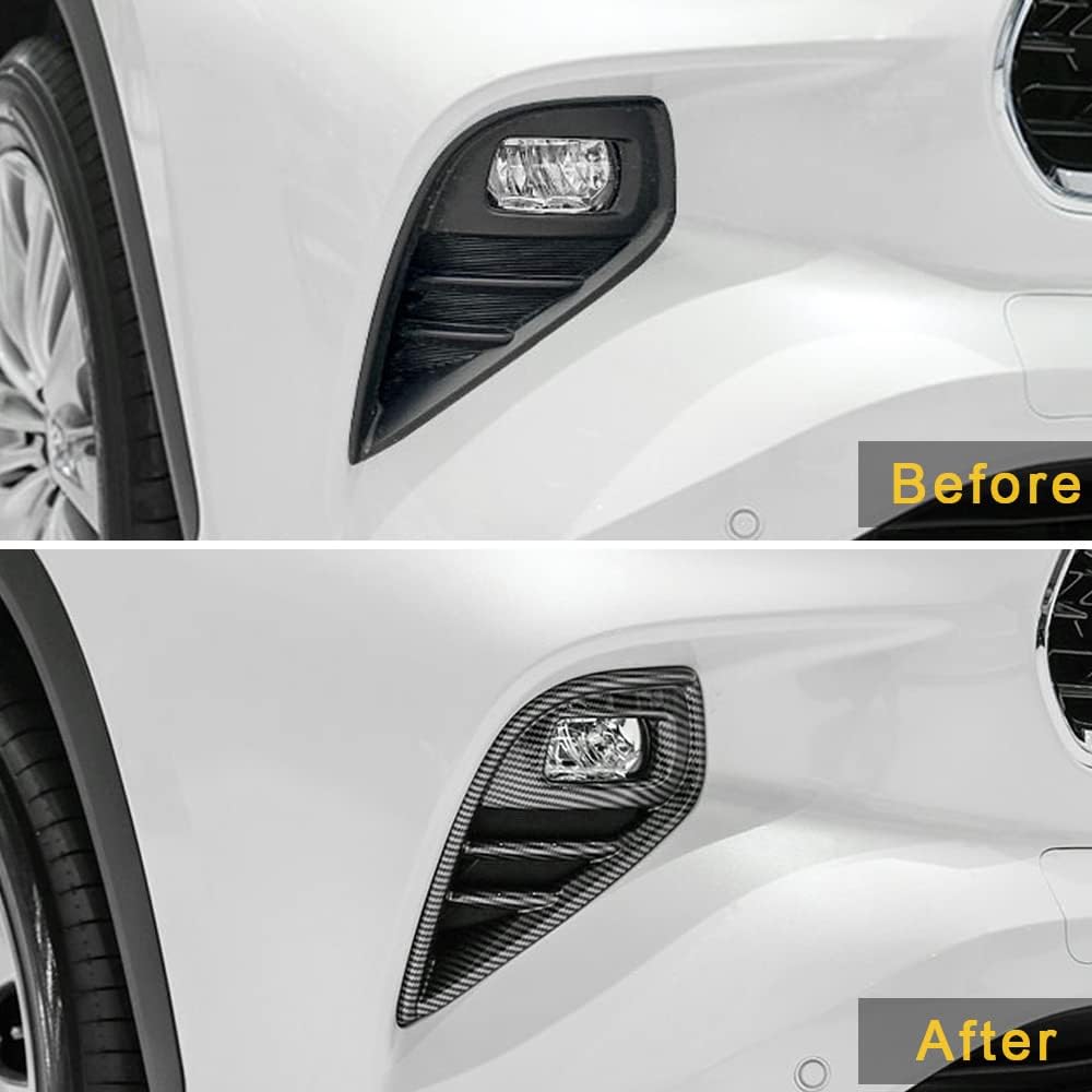 for 2020 2021 2022 Toyota Highlander Front Fog Light Cover, Exterior Accessories Sticker ABS Carbon Fiber Print Frame
