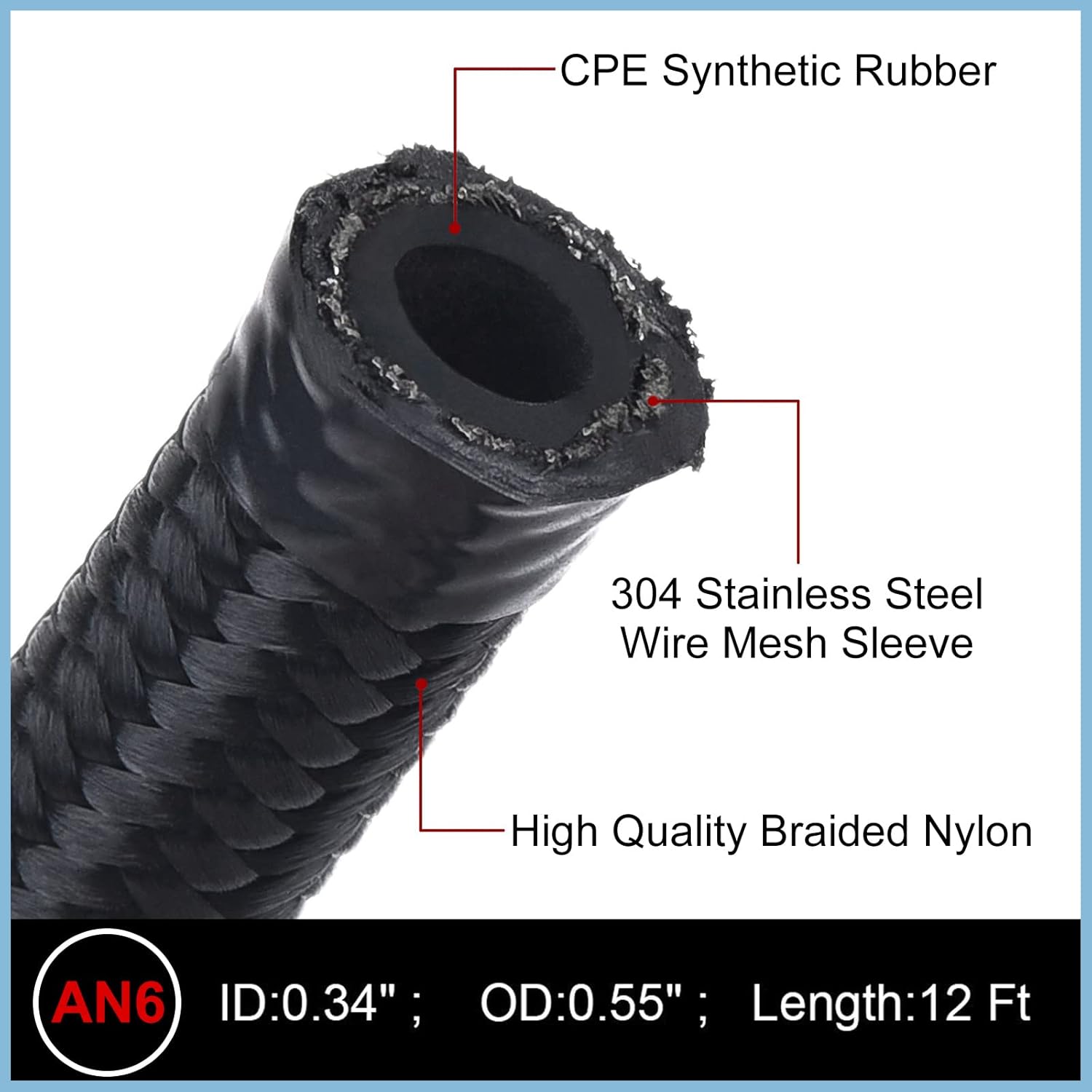 6AN Fuel Line Kit, 3/8