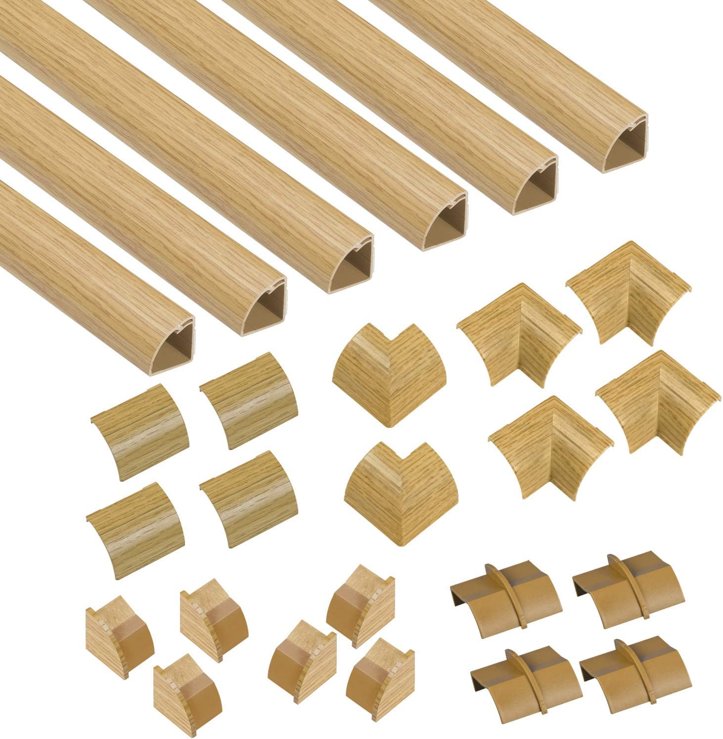 D-Line Quarter Round Cable Raceway, Self-Adhesive Baseboard Molding Alternative, White, 6 x 6.5ft Lengths Per Pack Pack of 2