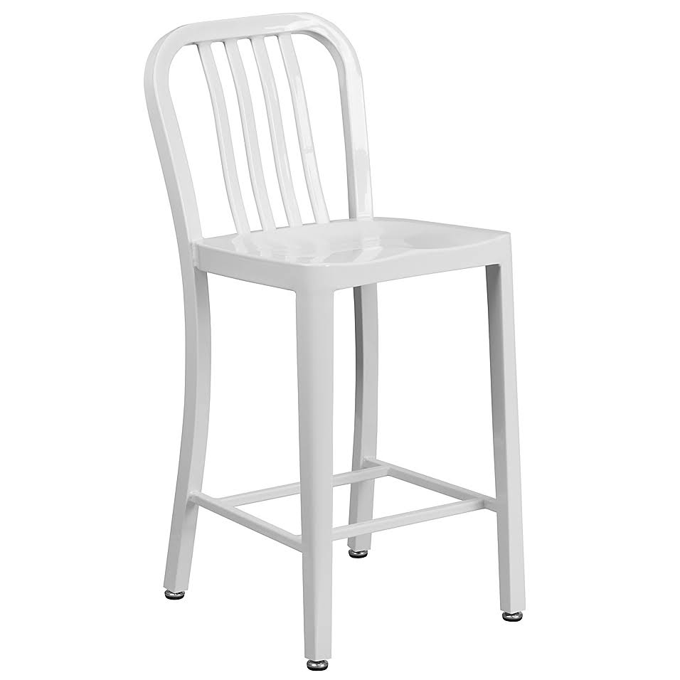 Flash Furniture 24x22 Metal Stool with Back in White