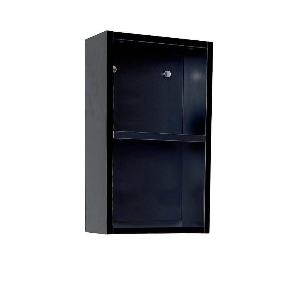 Fresca Bathroom Linen Side Cabinet w/ 2 Open Storage Areas - Black