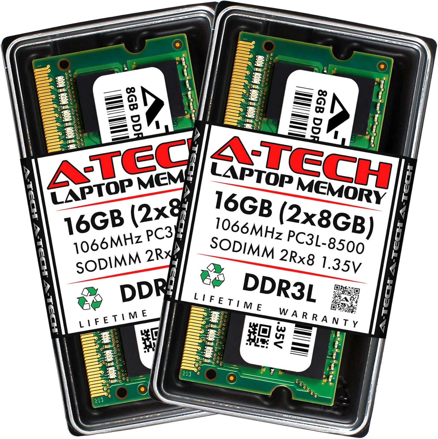 A-Tech 16GB (2 x 8GB) DDR3 1066MHz PC3-8500 Laptop RAM SODIMM Kit | 2Rx8 1.5V Non-ECC Unbuffered 204-Pin Memory Upgrade Modules Pack of 2