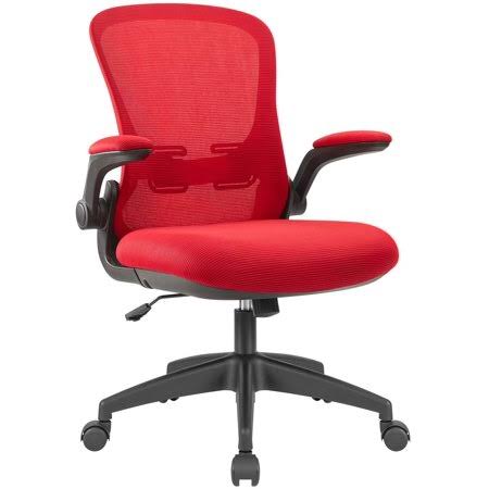 Walnew Mid-Back Mesh Office Chair Ergonomic Desk Chair with Lumbar Support and Flip-Up Armrests, Red