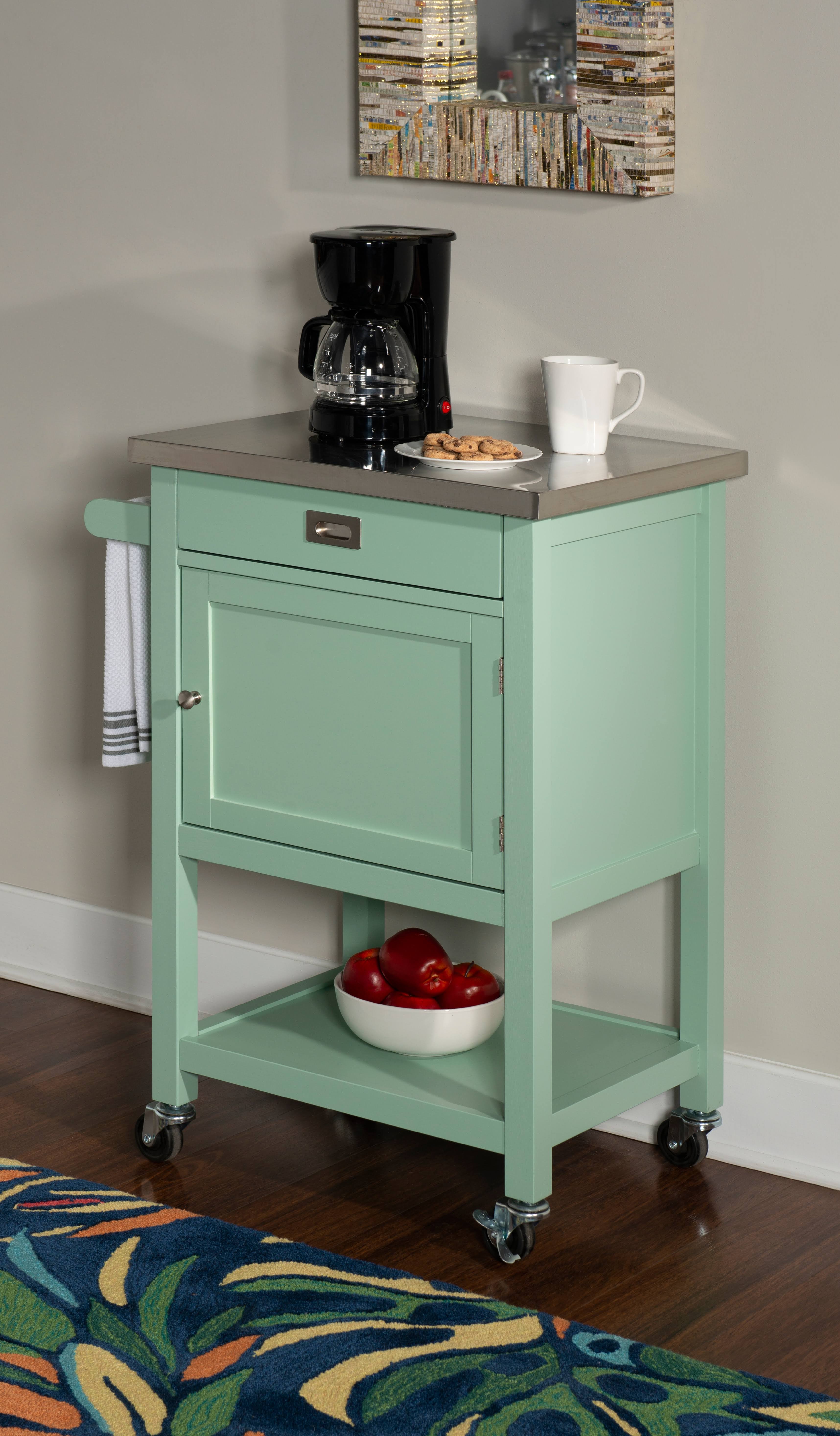 Rolling Sydney Compact Kitchen Cart, Light Green by Ashley HomeStore