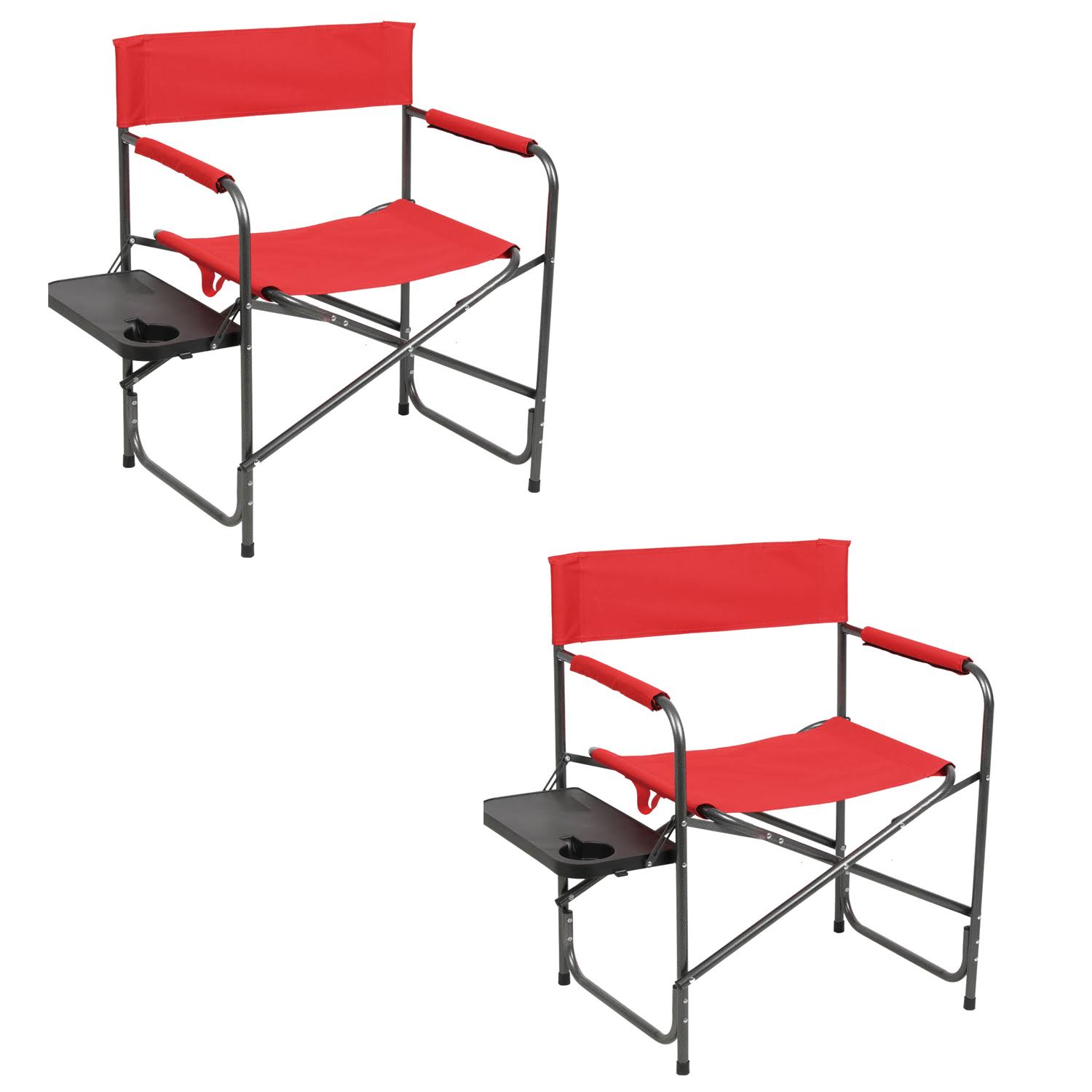 Portal Outdoor Folding Camping Directors Chair with Side Table, Red (2 Pack)