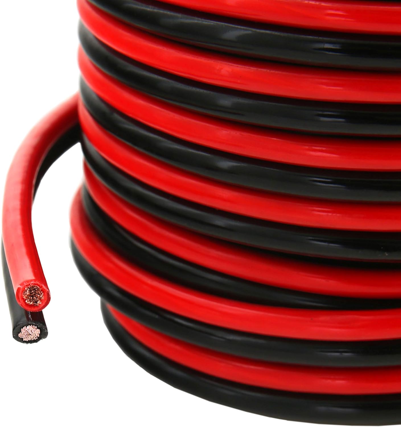 GS Power 8 AWG (American Wire Gauge) OFC Zip Cord Cable for Car Stereo Amplifier Remote Automotive Trailer Harness Hookup Wiring | 25 ft Red & 25' Black Bonded &ndash; Pure Copper