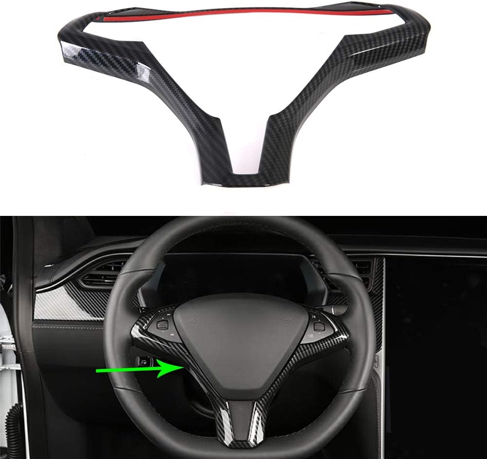 OBL Interior Door Panel Molding Trim for Tesla Model X 2016-2020 Car Accessories ABS Imitation Carbon Fiber Inner Decoration Protection (Pack of 4)