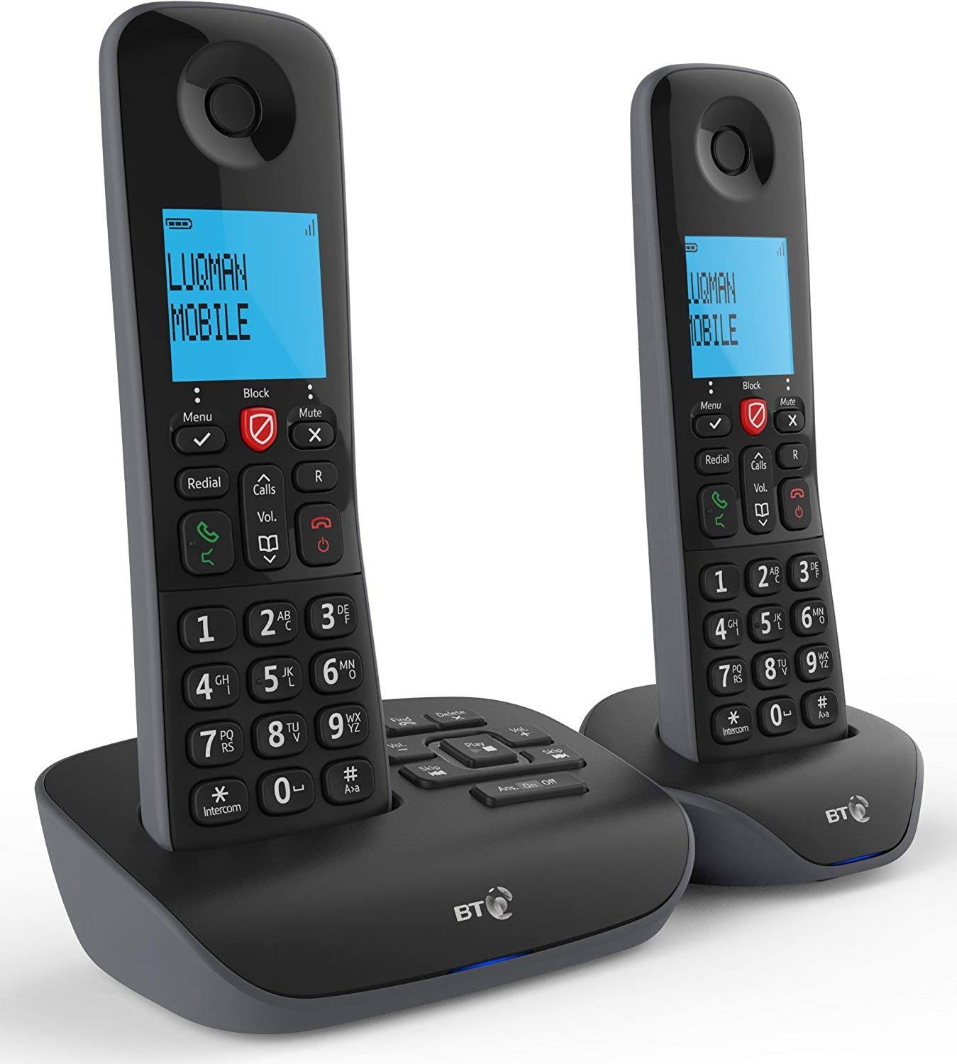 BT Essential Cordless Home Phone with Nuisance Call Blocking and Answering Machine, Twin Handset Pack 90658