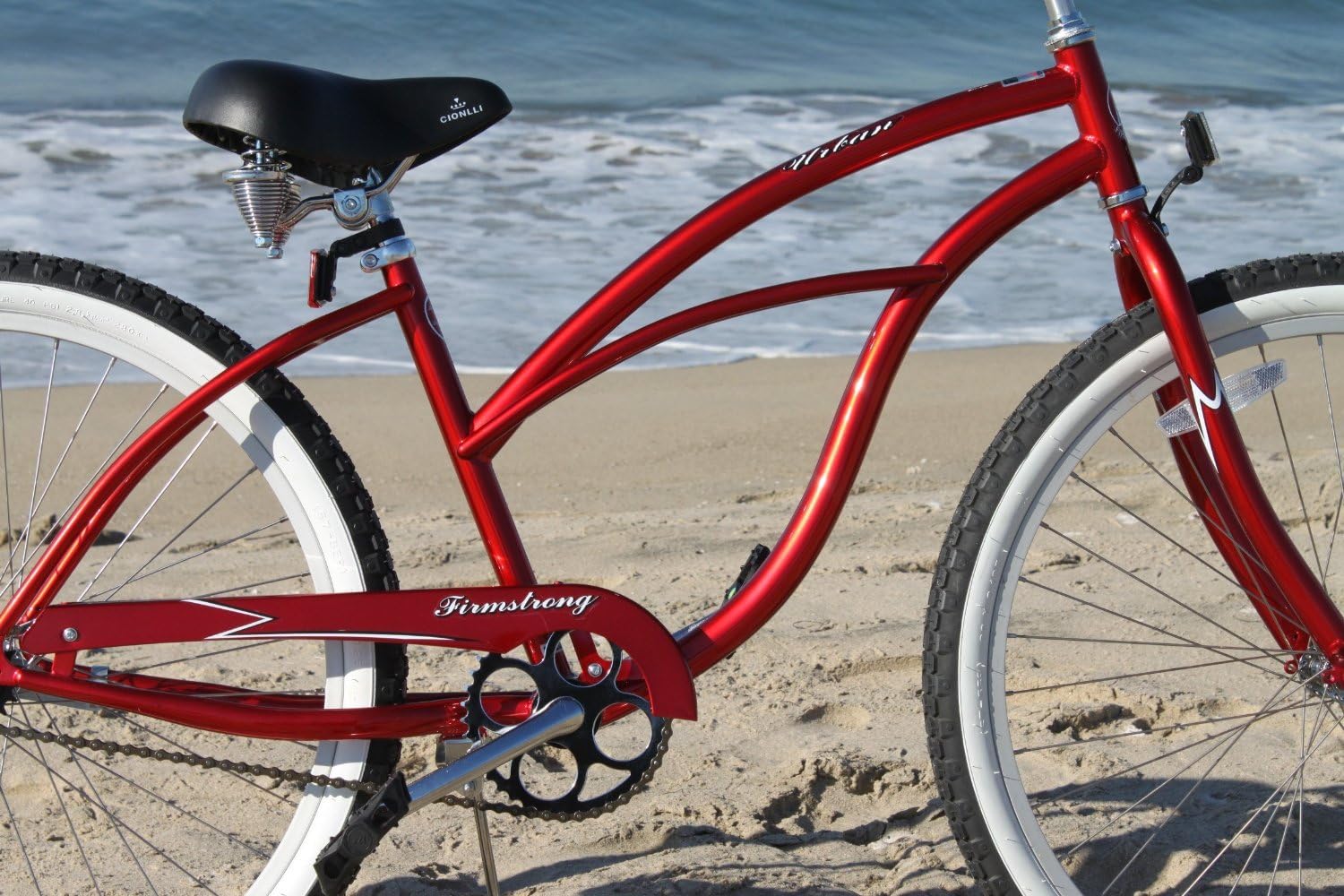 Firmstrong Urban Lady Single Speed Beach Cruiser Bicycle, 26-Inch,Red w/Black Seat,15223