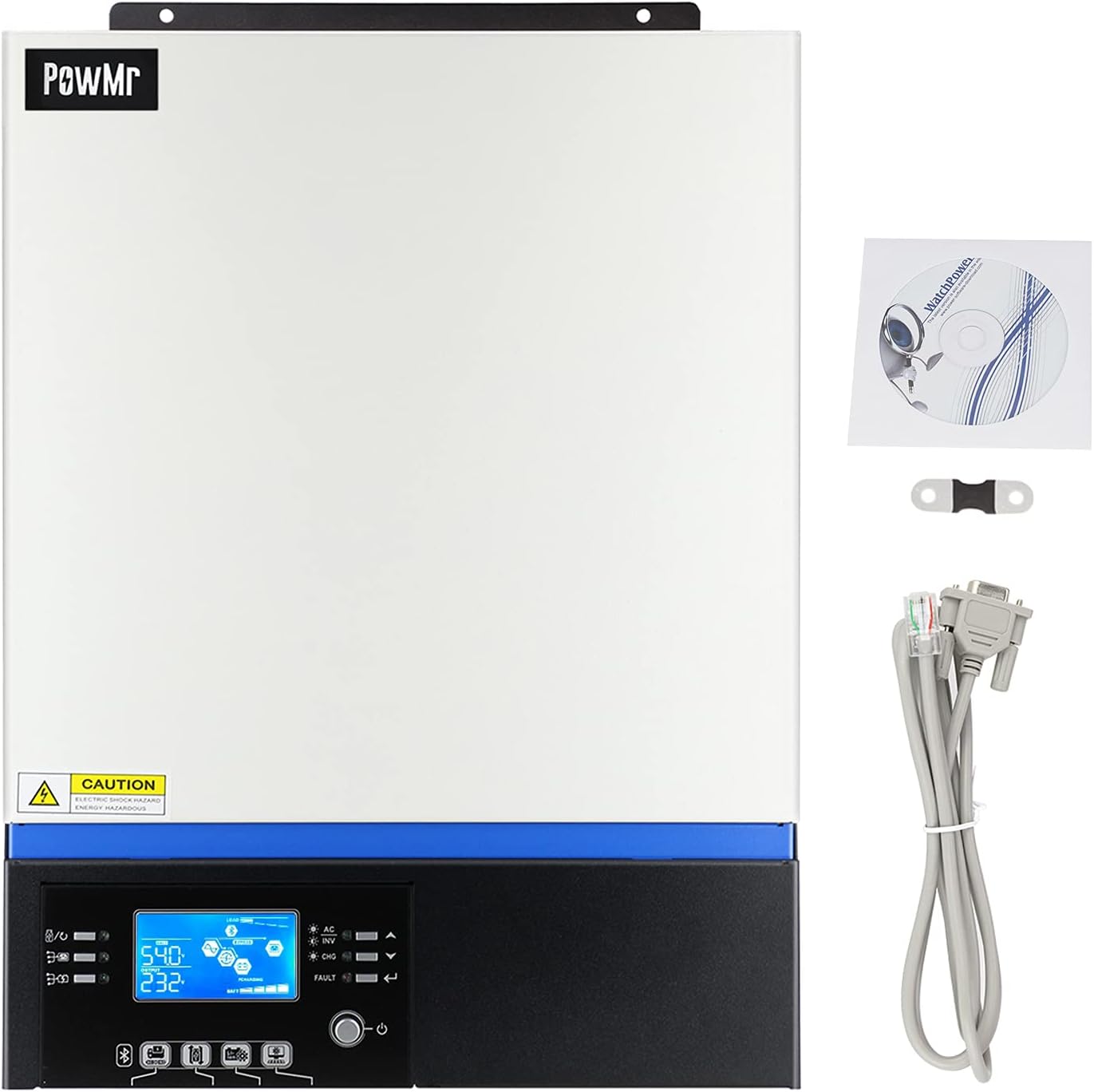 PowMr 3000W Solar Inverter 24V to 230V, Off Grid Pure Sine Wave Power Inverter Charger Built in 50A PWM Solar Controller, fit for 24V Lead Acid Batteries