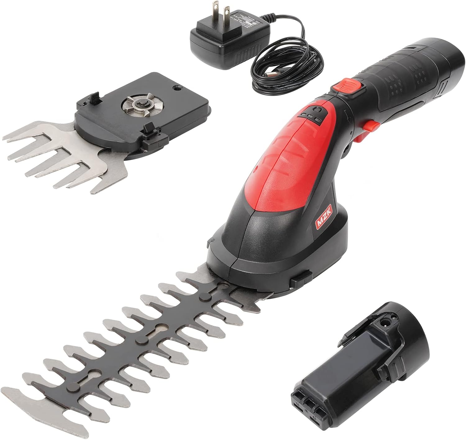 MZK Cordless Hedge Trimmer - 7.2V Electric Trimmer with Extra Grass Shear Blade (Red) Pack of 2