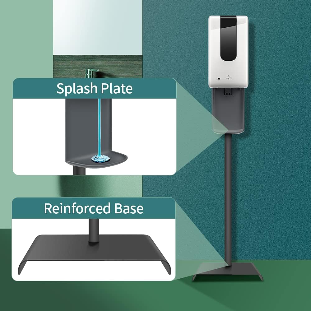 Automatic Soap Dispenser with Floor Stand Station Kit, Touchless Hand Sanitizer Station with Refillable Bottle and Stand for Restaurants Schools Churches Office Hospital, 1200ML Pack of 2