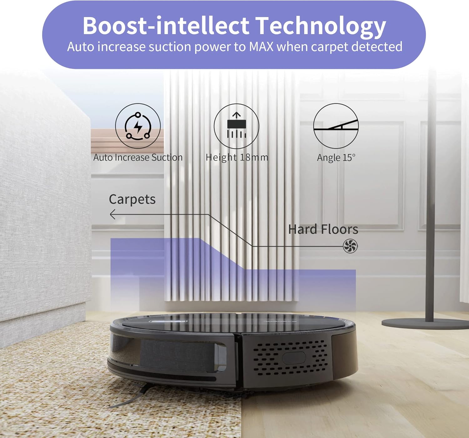 SYSPERL Robot Vacuum Cleaner,Robot Vacuum with Mapping Technology, Automatic Robot Vacuum Cleaner,120 Mins Runtime,2600Pa Robot Vacuum Mapping,Alexa Compatible,Robot Vacuum for Pet Hair,Hard Floor